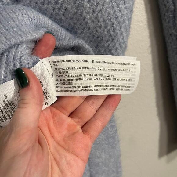 Abercrombie & Fitch Blue Waffle Knit Sweater with Exposed Zipper - Small - Picture 5 of 6